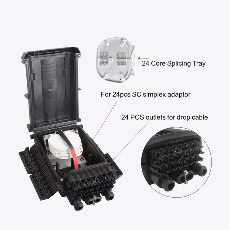 T6-088-B 96 Core Fiber Optic Splice lukning / 24 kerne ftth boks